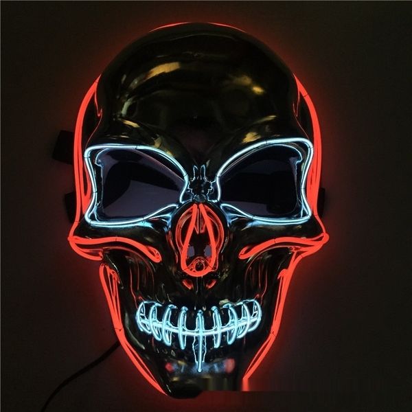 

v3zpc skull facial shaped led luminous mask popular for el halloween festival light line mask for ghost cold jha2o