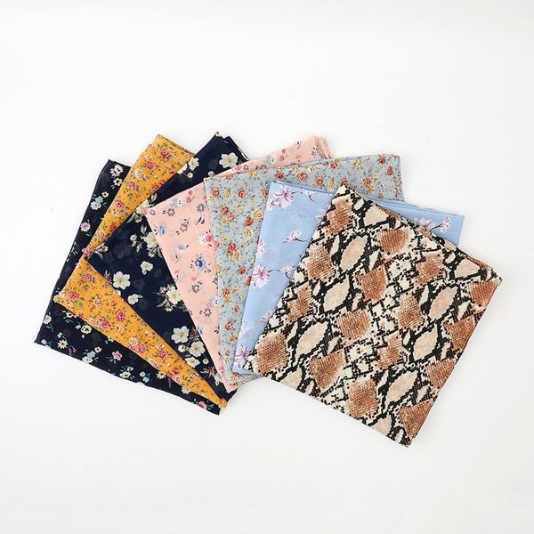 

scarves square chiffon hijab scarf printed flower women muslim headband kerchief summer wrap headscarf 115*115cm, Blue;gray