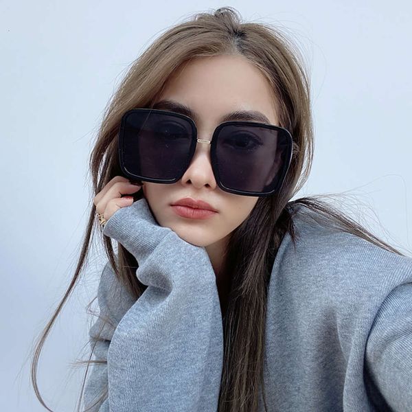 

large frame sunglasses women 2021 super new fashion round face thin net red street p ins fashion sunglasses uv protection, White;black