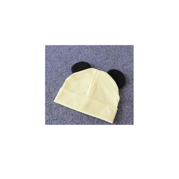 

newborn baby hat beanies cotton infant pgraphy props boys girls solid color bonnet hats with ears winter jllkyx, Yellow