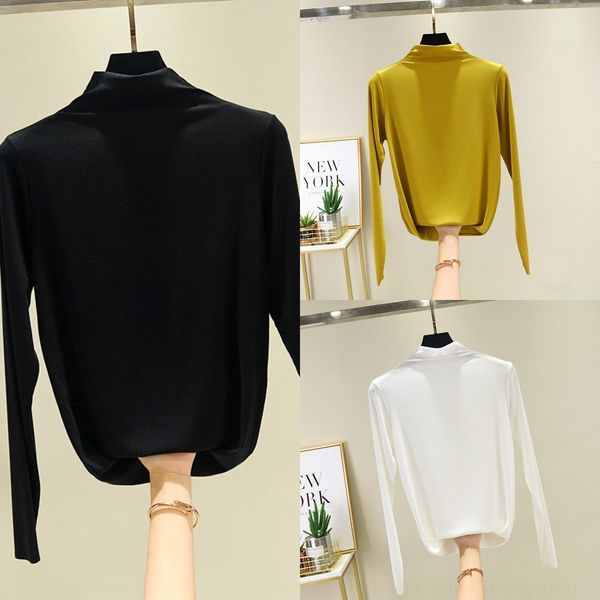 

ysru4 spring style 2020 new summer with long sleeve t-shirtlady modal half high coat t-shirt neckslim fitthin bottom qbqd9, White