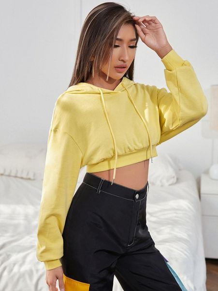 

drop shoulder crop sweatshirt 83uf#, White;black