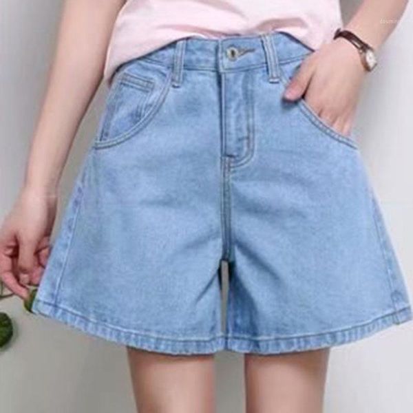 

new high waist flare shorts pocket design summer denim shorts loose women's clothing girls casual1, White;black