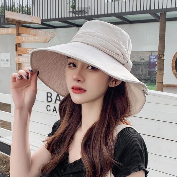 

cokk bucket hat женщины сплошной цвет большой лук летние шляпы для женщин защиты от солнца широкий брим складной бич hat cap женский кпт jll, Blue;gray