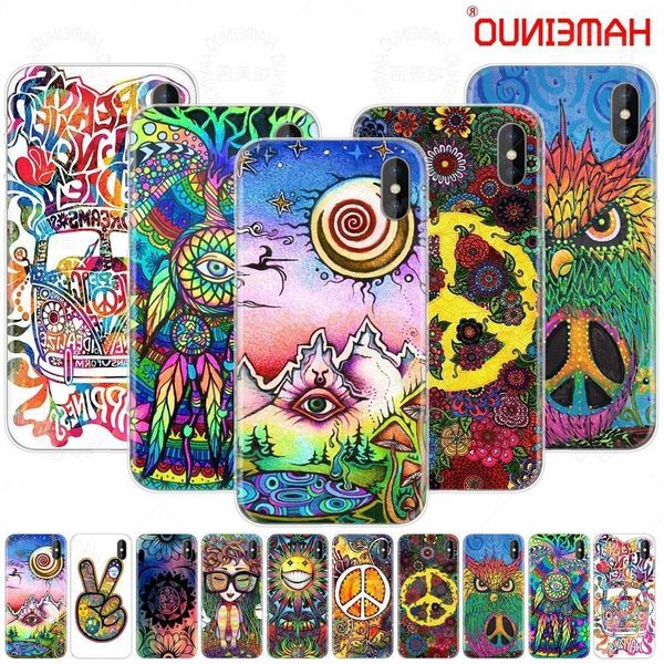 

hameinuo hippy hippie psychedelic art peace cell phone cover case for iphone x 8 7 6 4 4s 5 5s se 5c 6s plus
