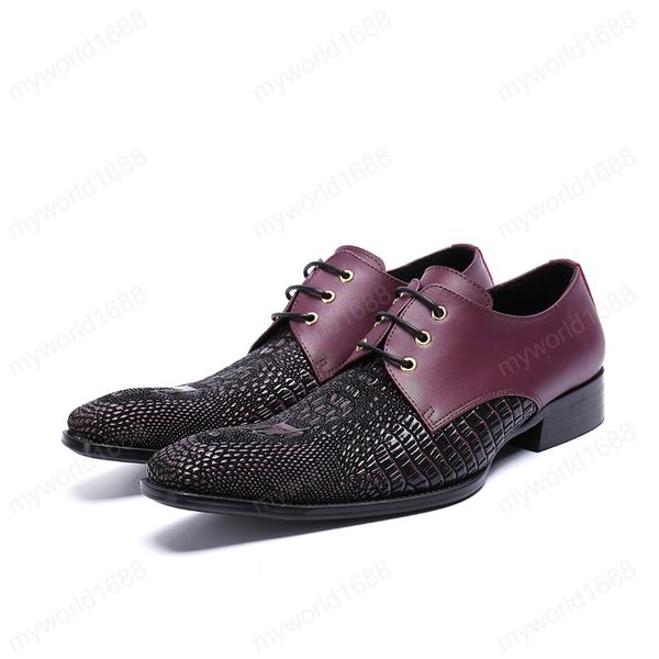 Klassische Männer Krokodil Korn Echtes Leder Schuhe Oxford Männer Lace-Up Mode Trend Kleid Schuhe Mann Bequeme Schuhe