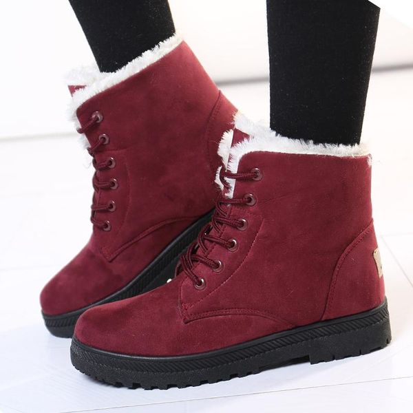 

женщины snow boots женщина boots 2020 женщины зима теплая зима fur ботильоны обувь на шнуровке женская обувь, Black
