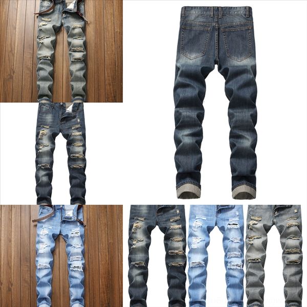 

6f7ri autumn new knee hole hole jeans male tide man hip hop brand whisker mens short jeans for man cat fashion patchwork patch reflective, Black