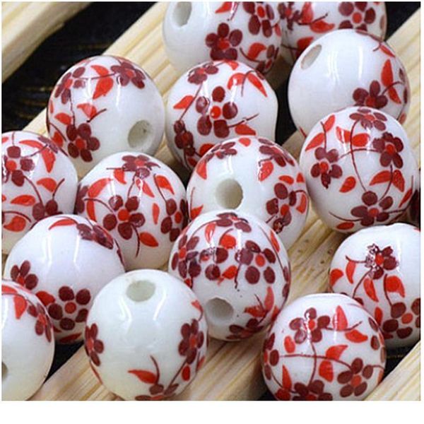 

blue and white porcelain beads blue orchids jewelry accessories diy ceramic round loose beads12 m bbyoiz