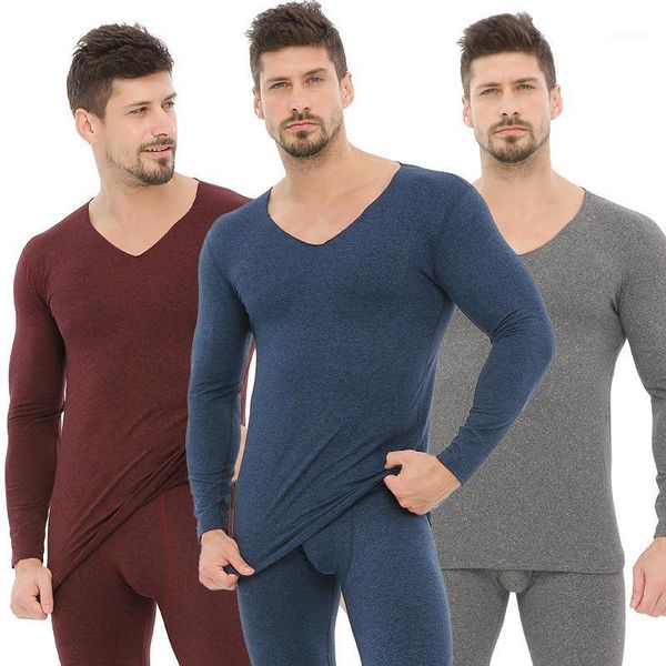

men's winter clothes thermal underwear sets v neck long sleeve clothing soft thermo underwear solid men thick clothes1, Black;white