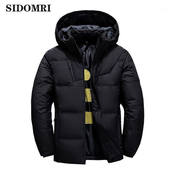 

winter down jackets men warm hooded winter outerwear smart casual white down coats male padded jacket, Black