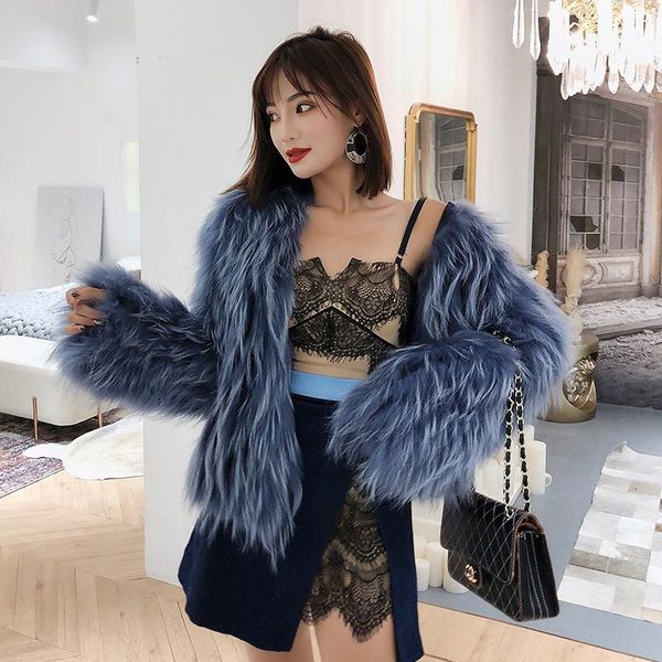 

ladies short length  weave raccoon fur coats1, Black