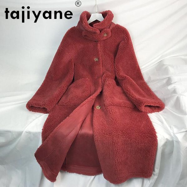 

tajiyane winter 2020 women's coats real fur coats woman 100% wool jackets women sheep shearing long jacket abrigo mujer tn15791, Black