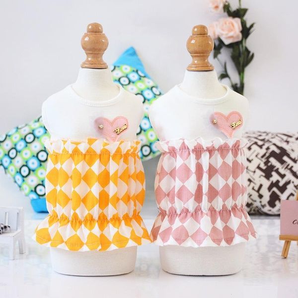 

dog apparel cat dress pineapple skirt plaid pet puppy fluffy spring/summer clothes 5 sizes
