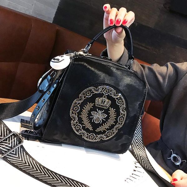 

rhinestone horsehair hand bag for women 2020 new square small backpack fashion multi-purpose broadband one-shoulder diagonal bag