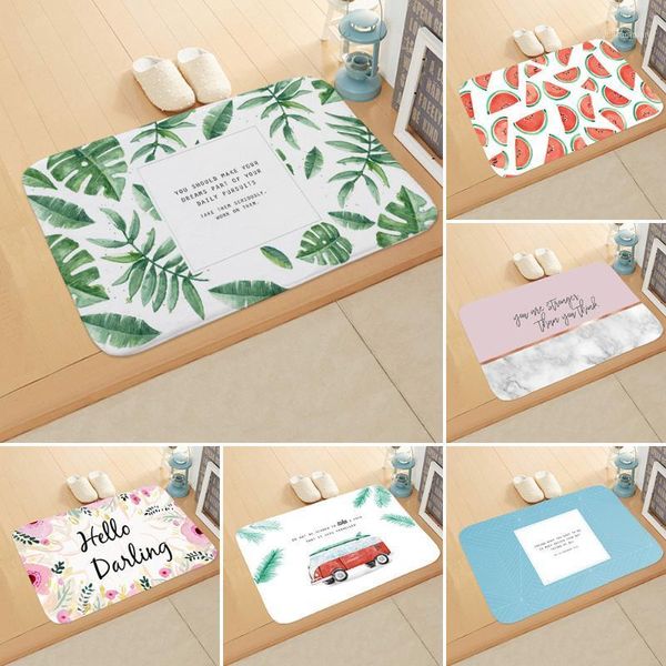 

cushion/decorative pillow beautiful plant washable non-slip mat fun door bathroom foot pad home decoration flannel printed doormat1