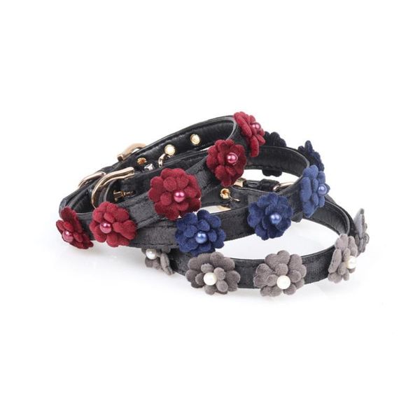 

dog collars & leashes pearl flower pet collar, leather production, buckle design, fine workmanship, cat and supplies