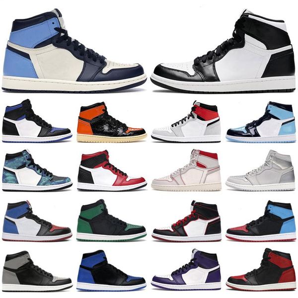 

designer high jumpman 1 1s og basketball shoes mid chicago royal toe metallic gold pine green black unc patent men women sports sneakers, White;red
