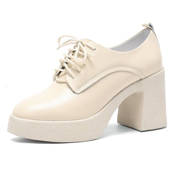 

new genuine 2021 woman lace up to thick soles party high heels shoes qy31, Black