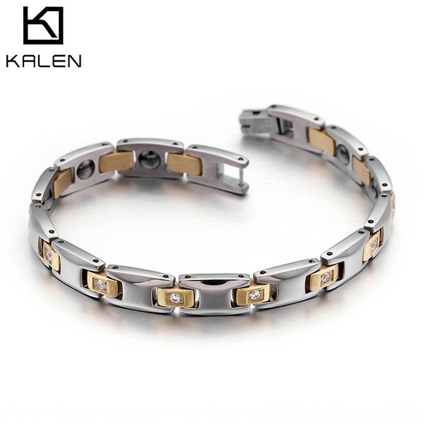 

yb27a karun new gold gold into steel braceletbracelet products market color come braceletsimple and fashionable magnet men's titanium s, Golden;silver