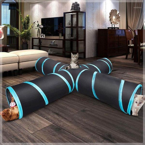 

pets toys cat tunnel 4-way indoor cats dogs rabbits playhouse folding collapsible with storage pouch tunnel tube training toy1