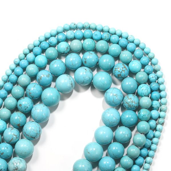

1strand lot 4 6 8 10mm blue turquoises stone round loose spacer beads for diy bracelet jewelry makings supplies wholesale h jlllid