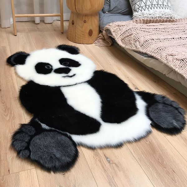 Panda Impresso Tapete Adorável Criança Carpete De Couro Faux Couro Pele Nonslip Antislip Tapete 94x100cm Animal Imprimir Tapete LJ201128