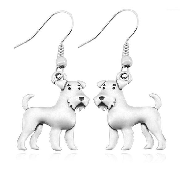 

vintage schnauzer -airedale earring dog charms earrings for women pet gift brincos boho earings fashion jewelry pendientes mujer1, Silver