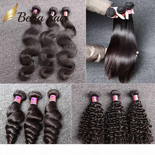 

bella hair 8a unprocessed brazilian hair bundles virgin hairextensions human hair weave natural color body wave straight loose wave curly, Black
