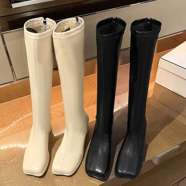 

женщины колено высокие сапоги женские кожаные фетиш zipper knight white boots lady winter платформа botas низкая 4см высокие каблуки goth об, Black