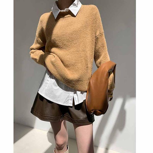 

fashion o-neck knitted jumpers for women sweater casual loose long sleeve autumn winter sweater female original streetwear 2020, White;black