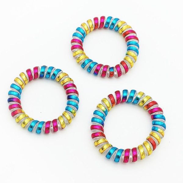 

rainbow colored telephone wire elastic hair bands for girls headwear ponytail holder rubber women accessories q bbyitn