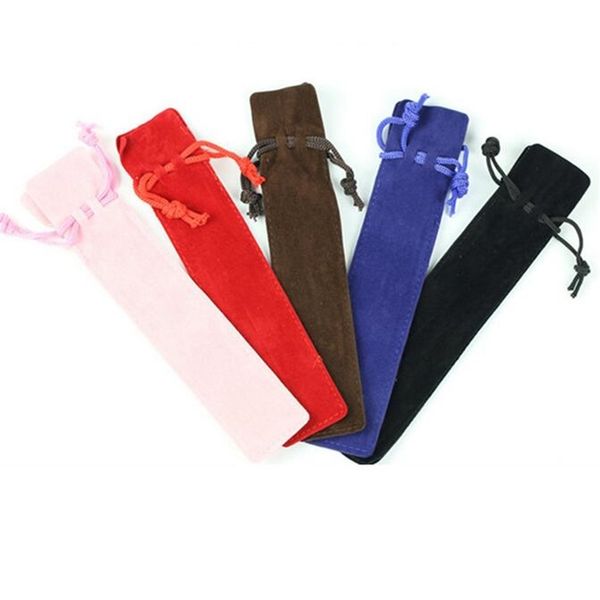 

single holder velvet pencil pen pouch case rope locking gift bag