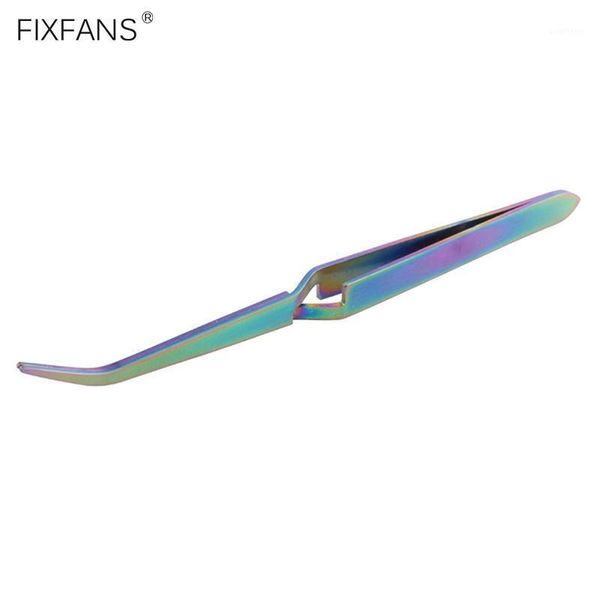 

fixfans rainbow stainless steel curved tweezers cross lock reverse tweezers clamp picking tool for craft hobby nail art tools1