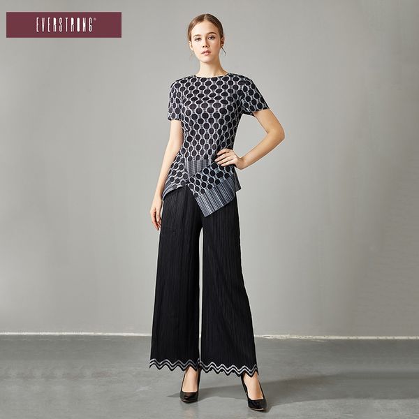 

2020 new fashion commuter chiffon shirt pendant wide leg pendant set pants pants suitsuit slimming western style two-piece suit women's, Gray