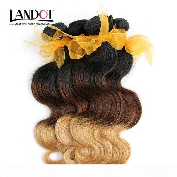 

3pcs lot 8-30inch two tone ombre cambodian human hair extensions body wave color 1b 27# blonde ombre cambodian virgin hair weave bundles, Black