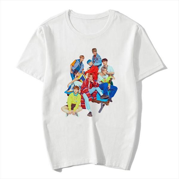 

ateez male group new kpop group harajuku vintage korean style t shirt aesthetic clothes summer women short sleeve gothic top, White
