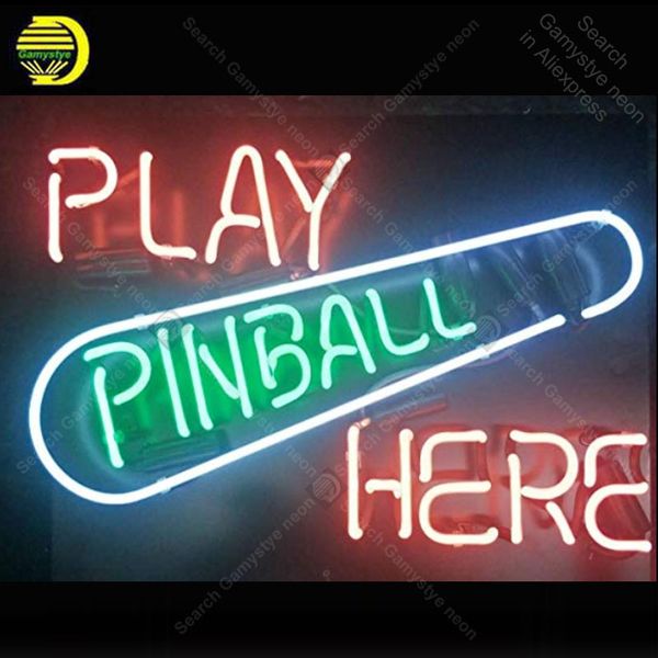

neon sign for play pinball here glass tube neon bulb signboard decorate restaurant board sign light sign lampara commercial