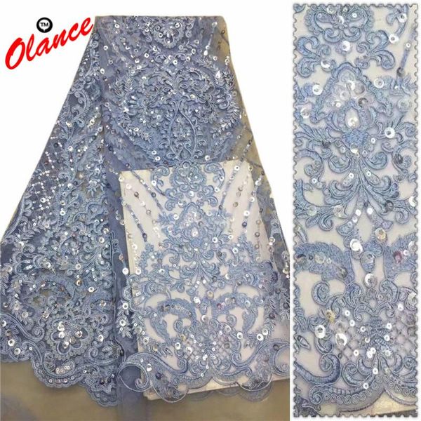 

latest light blue european style with full blue color sequins and beads dress fabric adp100 wholesale nigeria tulle lace fabric, Pink;blue