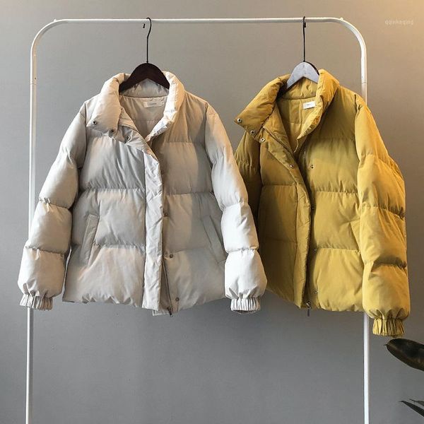 

warm bread and cotton padded parka for women korean style thickened loose stand collar cotton 2020 winter new coat1, Black