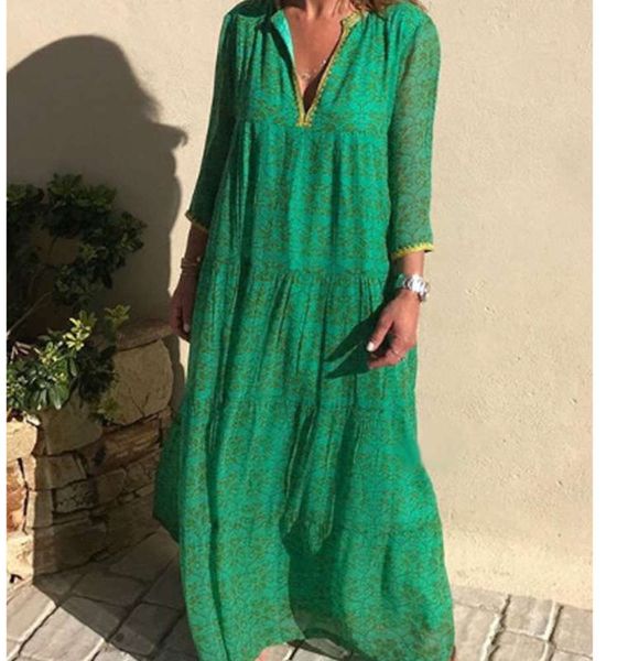 

2020 new women's long sleeve spring bohemian base dress, Black;gray