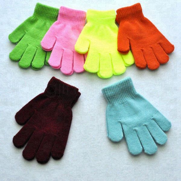 

children winter gloves solid candy color boy girl acrylic glove kids warm knitted finger stretch mitten student outdoor glove gift rra3789