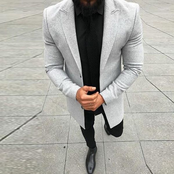 

new arrival men's slim woolen coat winter new luxury jacket thick warm single-breasted business coat11, Black