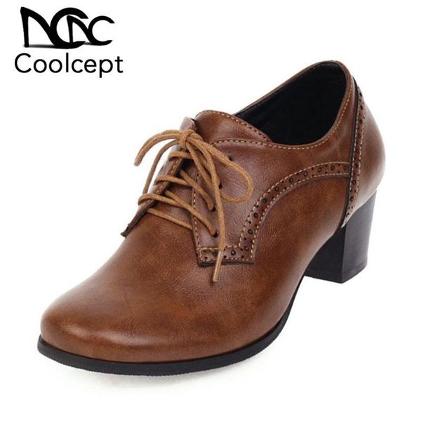 

coolcept 2020 new women pumps fashion high heel shoes women cross strap dress office lady casual daily footwear size 34-43, Black