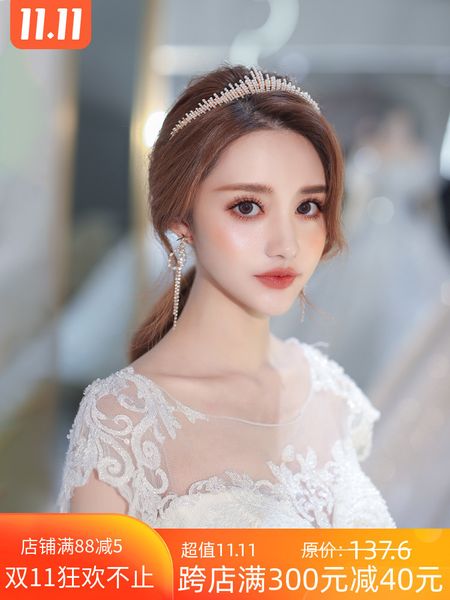 

mengyao bride pearl exquisite small crown bridesmaid gift gold daily princess goddess wedding hair jewelry, Silver