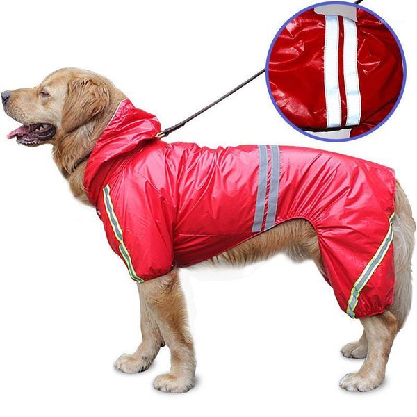 

pet waterproof raincoat dog rain coat for dog clothes reflective rain jacket windproof coat for golden medium large1