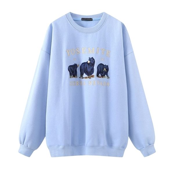 

oversize girls embroidery blue sweatshirts autumn fashion ladies elegant loose pullovers female cute sweatshirt women chic 201211, Black