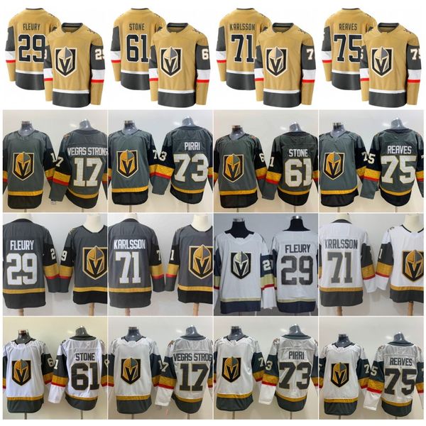

vegas golden knights 2020-2021 gold third jersey 29 marc-andre fleury 61 mark stone 75 ryan reaves 71 william karlsson hockey jerseys, Black;red