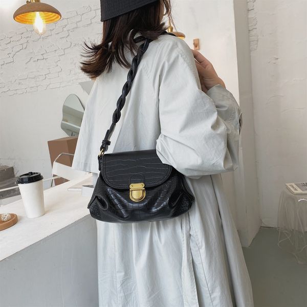 

women vintage alligator doctor handbag crocodile braided shoulder strap bag female business ladies crossbody underarm bag chic c1223