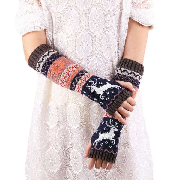 

five fingers gloves women fingerless knitted arm warmer winter without finger luvas feminina para o inverno guantes mujer femme, Blue;gray